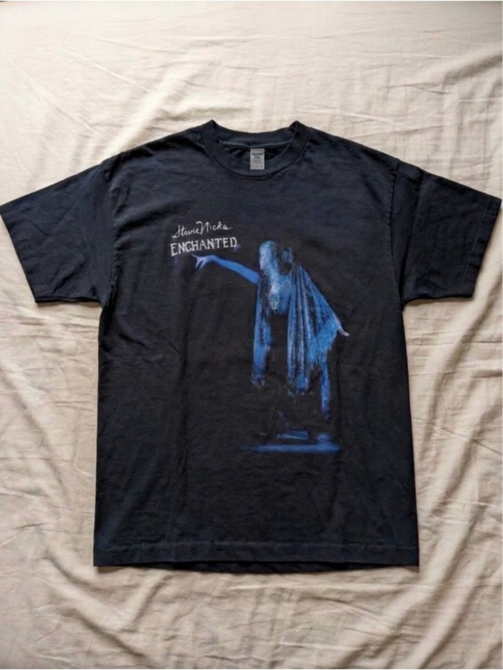Black Stevie Nicks Enchanted Graphic Tee, Blue Band Shirt